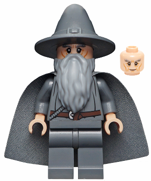 Lego, Minifigure, Dimensions, The Hobbit and The Lord of the Rings, Gandalf the Grey, Wizard, Witch Hat, Long Cheek Lines with Blue Disc, DIM001-1