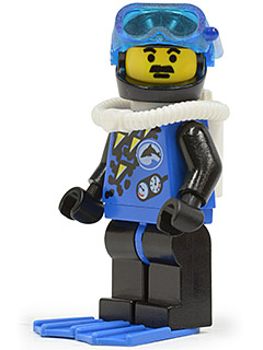 Lego, Minifigure, Town, Divers, Blue, Black Helmet, Blue Flippers, DIV001a