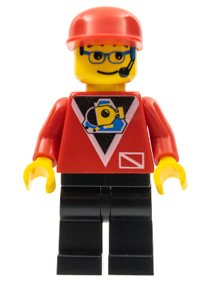 Lego, Minifigure, Town, Divers, Divers - Control 2, Black Legs, Red Cap, DIV010