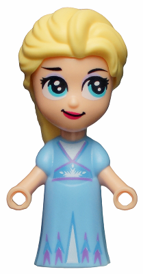lego, Minifigure, Disney, Disney Princess, Elsa - Micro Doll, Bright Light Blue Dress, Closed Mouth Lopsided Grin, DP110