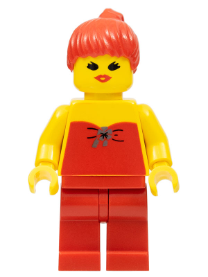 Lego, Minifigure, Town, Red Halter Top - Red Legs, Red Ponytail Hair, fbr003