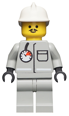 Lego, Minifigure, Town, Fire - Air Gauge and Pocket, Light Gray Legs, White Fire Helmet, FIREC007
