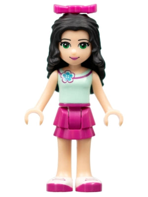 Lego, Minifigure, Friends, Emma - Magenta Layered Skirt, Light Aqua Top with Flower, Bow, FRND052