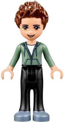 Lego, Minifigure, Friends, Ethan - Black Trousers, Sand Green Hoodie, FRND240