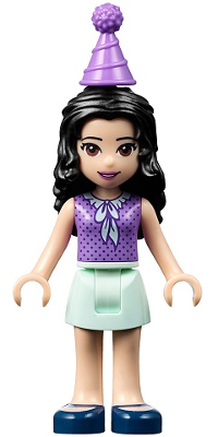 Lego, Minifigure, Friends, Emma, Light Aqua Skirt, Medium Lavender Top, Party Hat, FRND245