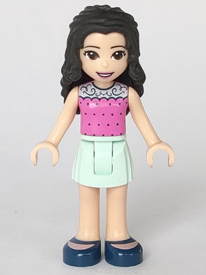 Lego, Minifigure, Friends, Emma, Dark Pink Top with Dots, Light Aqua Skirt, Dark Blue Shoes, FRND270