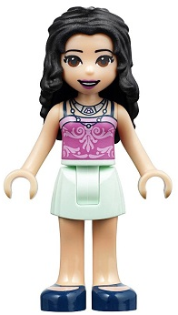 Lego, Minifigure, Friends, Emma, Light Aqua Skirt, Dark Pink Top, FRND309