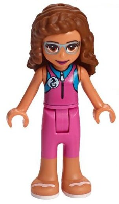 Lego, Minifigure, Friends, Olivia, Nougat, Dark Pink Wetsuit, FRND316