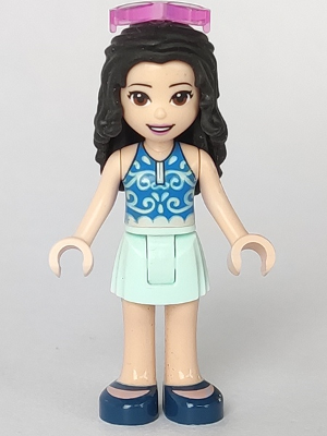 Lego, Minifigure, Friends, Emma, Light Aqua Skirt, Blue Swimsuit Top, Sunglasses, FRND366