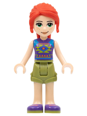 Lego, Minifigure, Friends, Mia, Olive Green Shorts, Dark Purple Shoes and Top with Diamonds and Triangles, FRND421
