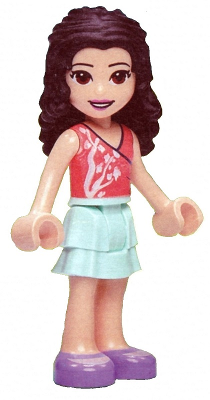 Lego, Minifigure, Friends, Emma, Light Aqua Skirt, Coral Top, Medium Lavender Shoes, FRND463