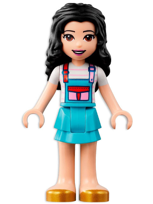 Lego, Minifigure, Friends, Emma, White Shirt with Apron, Medium Azure Skirt with Gold Shoes, FRND531