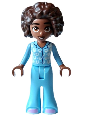 Lego, Minifigure, Friends, Aliya, Bright Light Blue Pajamas, Top with White Horseshoes and Dots, Lavender Shoes, FRND602