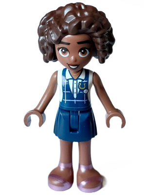 Lego, Minifigure, Friends, Aliya, Dark Blue Gym Slip Top over White Blouse, Dark Blue Skirt, Metallic Pink Sandals, FRND612