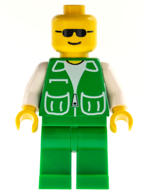 Lego, Minifigure, Game, Jacket Green with 2 Large Pockets - Sunglasses, Green Legs, No Headgear (Green Cruiser), GAME002