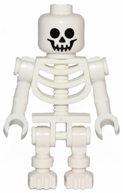 Lego, Minifigure, Holiday & Event, Skeleton - Standard Skull, Bent Arms Vertical Grip GEN047