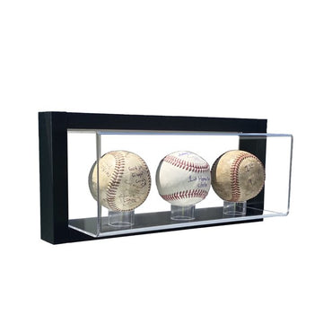 Display Case, Glass, 3 Baseball Case