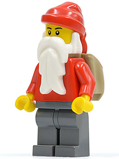 Lego, Minifigure, Holiday & Event, Santa, Dark Bluish Gray Legs, Backpack Open, HOL011