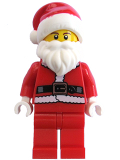 Lego, Minifigure, Holiday, Holiday & Event, Christmas, Santa - Fur Lined Jacket with Copper Belt Buckle, Red Legs, Brown Eyebrows, hol036