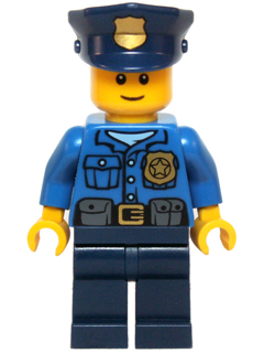 Lego, Minifigure, Holiday, Holiday & Event, Christmas, Police - Gold Badge, Police Hat, Black Eyebrows, Smile, hol040