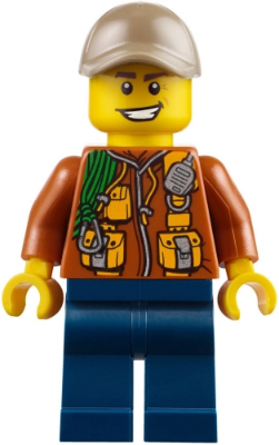 Lego, Minifigure, Holiday, City, City Jungle Explorer - Dark Orange Jacket with Pouches, Dark Blue Legs, Dark Tan Cap with Hole, Big Smile, HOL109