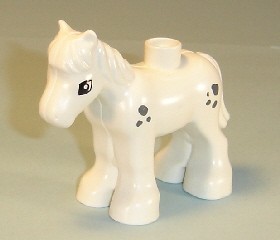 Lego, Duplo, Minifigure, Duplo Horse Baby Foal Pony with Small Dark Bluish Gray Spots, horse03c01pb03, ANIMALHORSE01