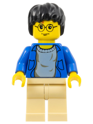 Lego, Minifigure, Harry Potter, Harry Potter - Blue Open Shirt Torso, Tan Legs, HP004