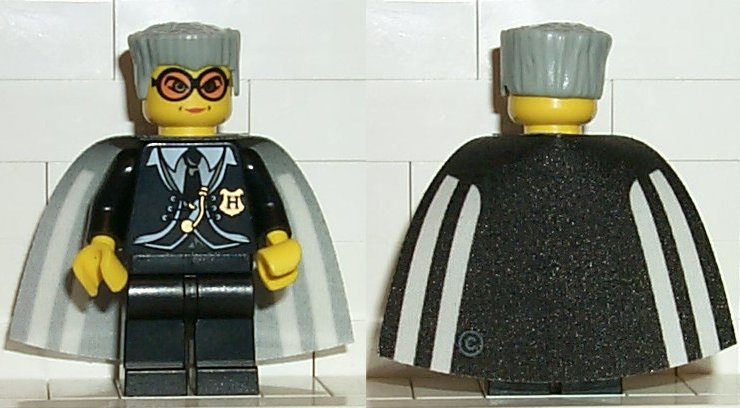 Lego, Minifigure, Harry Potter, Madam Rolanda Hooch - Black Outfit, Yellow Head, Cape with White Stripes, HP021