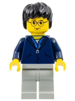Lego, Minifigure, Harry Potter, Harry Potter - Dark Blue Jacket Torso, Light Gray Legs, HP033