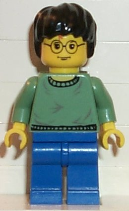 Lego, Minifigure, Harry Potter, Harry Potter - Sand Green Sweater Torso, Blue Legs, HP038