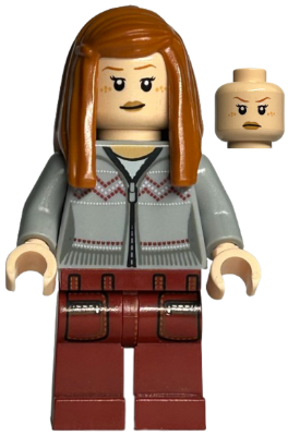 Lego, Minifigure, Harry Potter, Ginny Weasley - Light Bluish Gray Knitwear, Dark Red Legs with Pockets Pattern, HP090