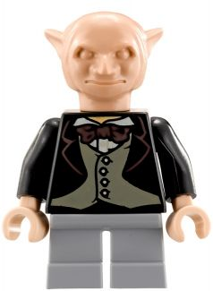 Lego, Minifigure, Harry Potter, Goblin, Black Jacket, Light Bluish Gray Legs, HP117