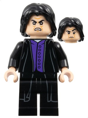 Lego, Minifigure, Harry Potter, Professor Severus Snape, Dark Purple Shirt, Black Robes, No Printed Legs, hp134b