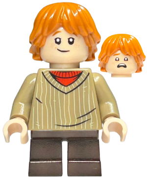 Lego, Minifigure, Harry Potter, Ron Weasley - Dark Tan Sweater, HP142