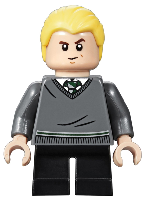 Lego, Minifigure, Harry Potter,  Sorcerer's Stone, Draco Malfoy, Slytherin Sweater, Black Short Legs, HP148