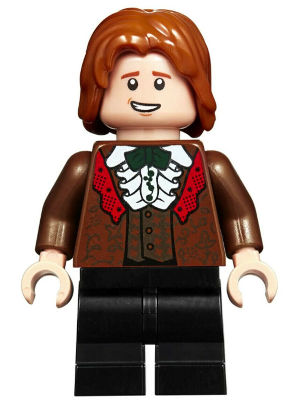 Lego, Minifigure, Harry Potter, Ron Weasley - Reddish Brown Suit, Shirt with Ruffle, HP185