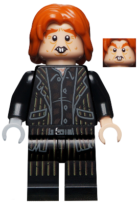 Lego, Minifigure, Harry Potter, Peter Pettigrew (Wormtail) - Black Suit, Light Bluish Gray Right Hand, HP196