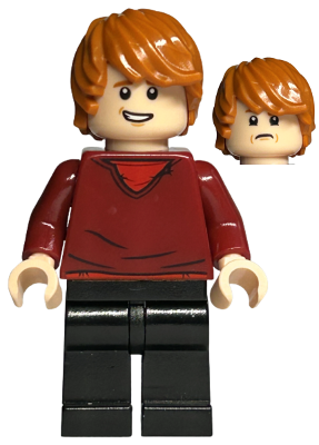 Lego, Minifigure, Harry Potter, Ron Weasley - Dark Red Sweater, Black Legs, HP214