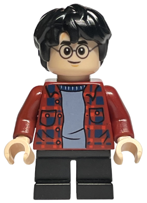 Lego, Minifigure, Harry Potter, Harry Potter - Dark Red Plaid Flannel Shirt, Black Short Legs, HP233