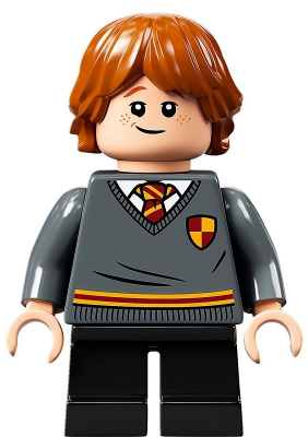 Lego, Minifigure, Harry Potter, Ron Weasley - Gryffindor Sweater with Crest, Black Short Legs, HP273
