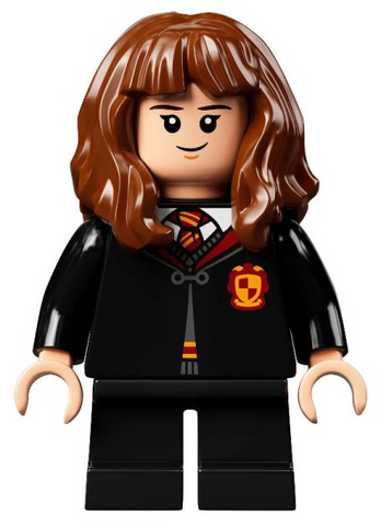 Lego, Minifigure, Harry Potter, Hermione Granger, Gryffindor Robe Clasped, Sweater, Shirt and Tie, Black Short Legs, HP282