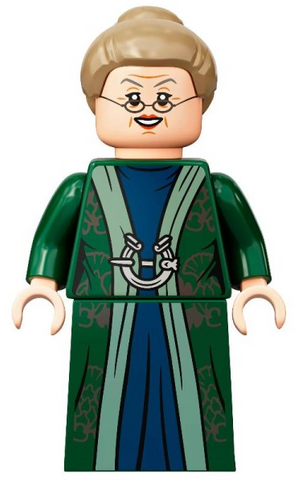 Lego, Minifigure, Harry Potter, Professor Minerva McGonagall - Dark Green Robe, Dark Tan Hair, HP293