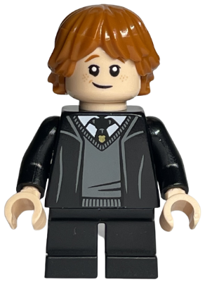 Lego, Minifigure, Harry Potter, Ron Weasley - Hogwarts Robe, Black Tie, hp319