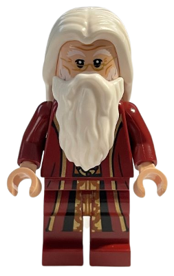 Lego, Minifigure, Harry Potter, Albus Dumbledore - Dark Red Robe, White Hair, Plain Arms, HP354