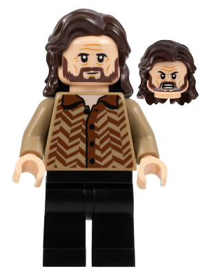 Lego, Minifigure, Harry Potter, Sirius Black - Dark Brown Hair, Dark Tan Sweater, HP371