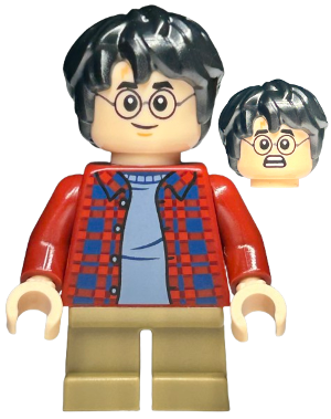 Lego, Minifigure, Harry Potter, Harry Potter - Dark Red Plaid Flannel Shirt, Dark Tan Short Legs, HP481