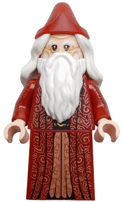 Lego, Minifigure, Harry Potter, Albus Dumbledore - Dark Red Robe, White Hair, Printed Arms, hp488