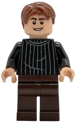 Lego, Minifigure, Harry Potter, Oliver Wood - Black Striped Sweater, Dark Brown Legs, hp542