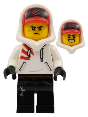 Lego, Minifigure, Hidden Side, Jack Davids, White Hoodie with Cap and Hood, White Hoodie with Cap and Hood, Large Smile / Grumpy, HS004