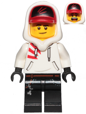 Lego, Minifigure, Hidden Side, Jack Davids, White Hoodie with Cap and Hood, Lopsided Smile / Scared, HS009